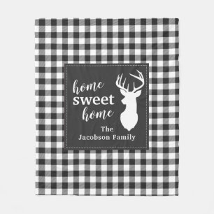 Plaid Holiday Home Sweet Custom Fleece Blanket
