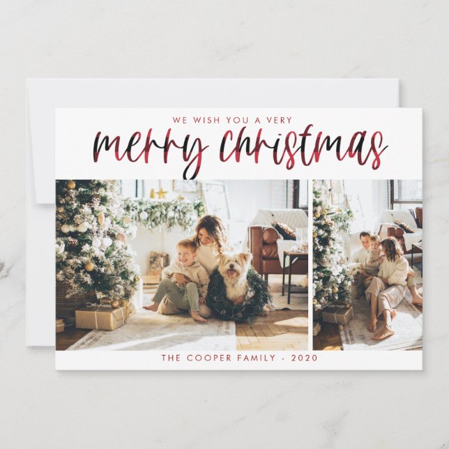 Plaid Holiday Photo Card | Modern Christmas (Front)