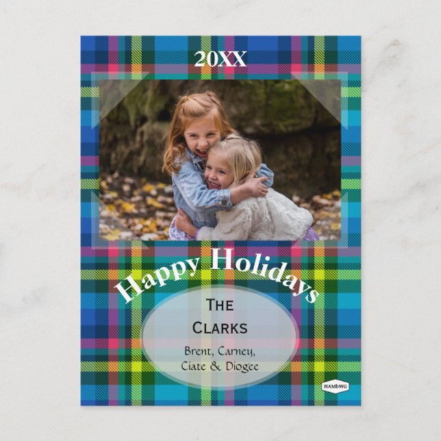 Plaid Holiday Postcard by HAMbWG (Front)
