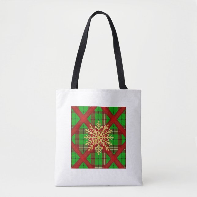 Plaid Holiday Treasure Holder Tote Bag (Front)