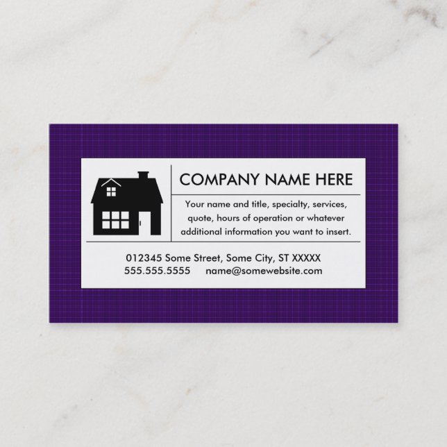 plaid home business card (Front)