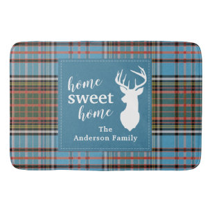 Plaid Home Sweet Home Tartan Anderson Personalised Bath Mat