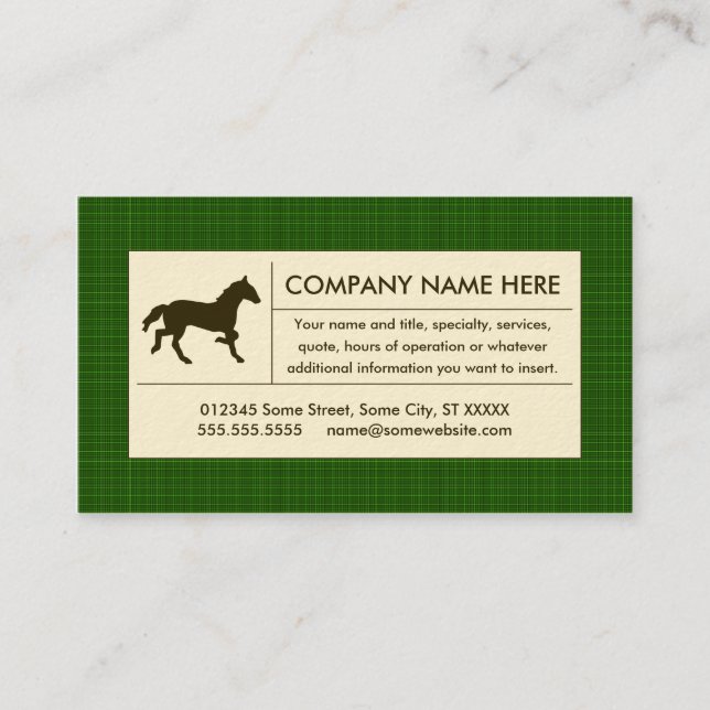 plaid horse business card (Front)