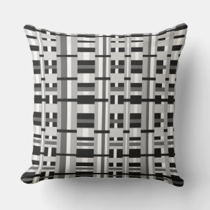 Plaid in Black White & Grey Outdoor Cushion