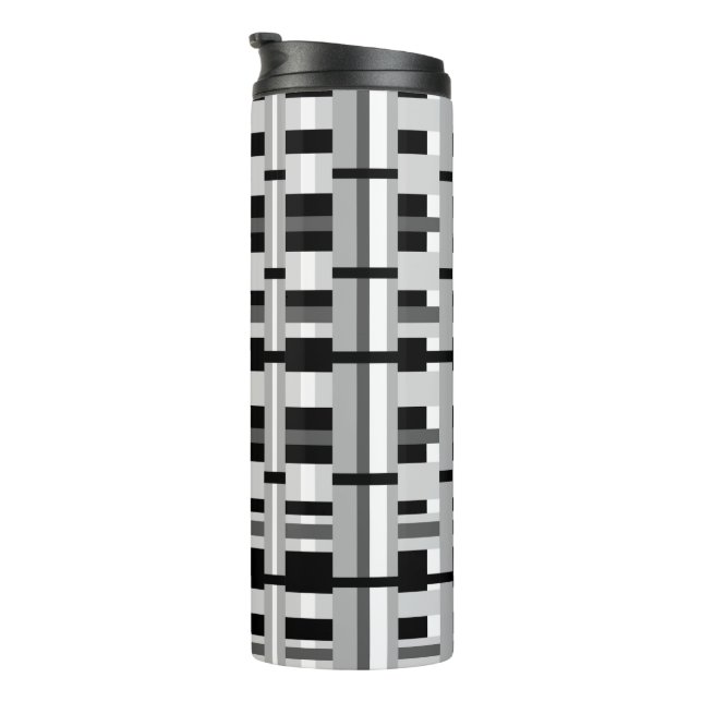 Plaid in Black White & Grey Thermal Tumbler (Rotated Right)