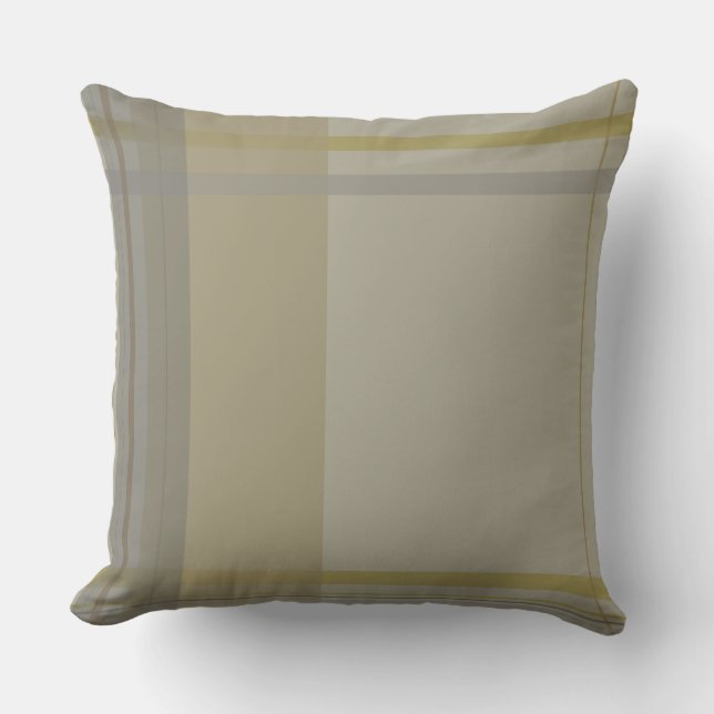 plaid in gold, silver copper, greys & beiges cushion (Front)