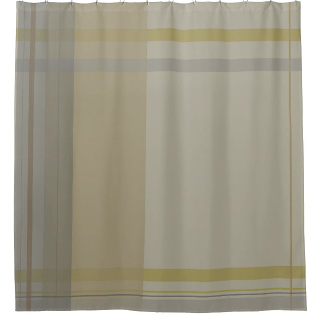 plaid in gold, silver copper, greys & beiges shower curtain (Front)