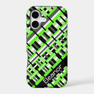 Plaid in Lime Green, Black & Grey Personalised