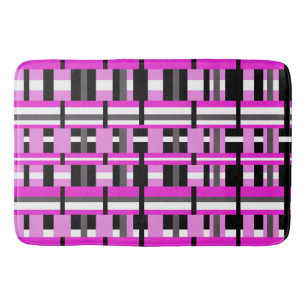 Plaid in Pink, Black & Grey Bath Mat