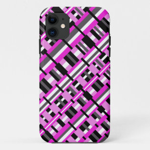 Plaid in Pink, Black & Grey Diagonal Case-Mate iPhone Case