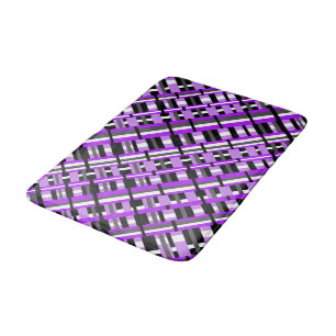 Plaid in Purple, Black & Grey Diagonal Bath Mat