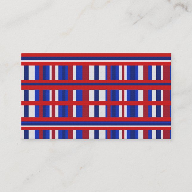 Plaid in Red, White & Blue Business Card (Front)