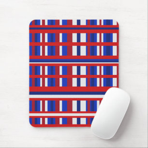 Plaid in Red, White & Blue Mouse Pad