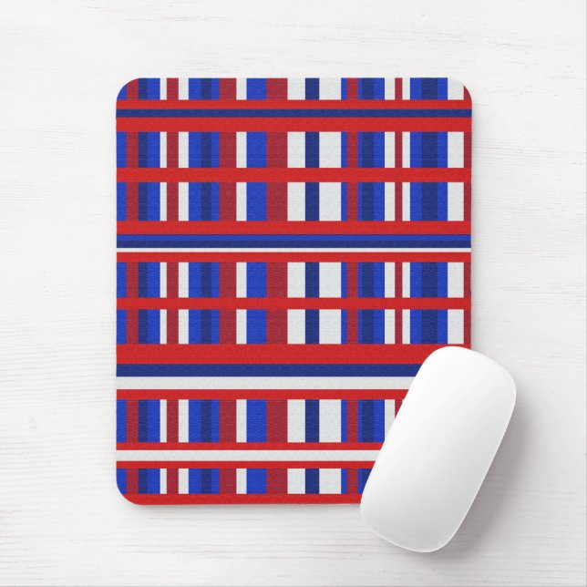 Plaid in Red, White & Blue  Mouse Pad (With Mouse)