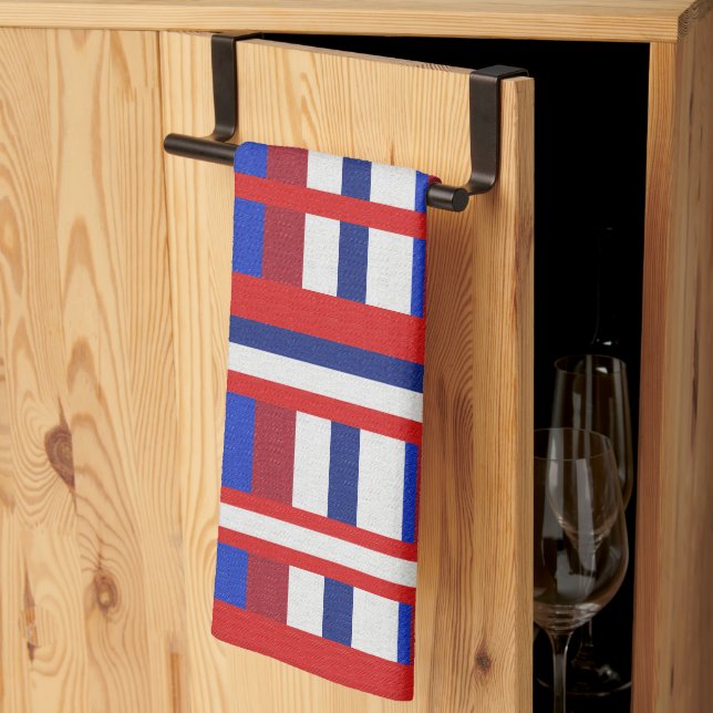 Plaid in Red, White & Blue  Tea Towel (Thirds Fold)