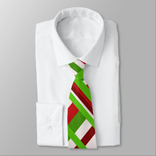 Plaid in Red, White, Green Modern Pattern Tie