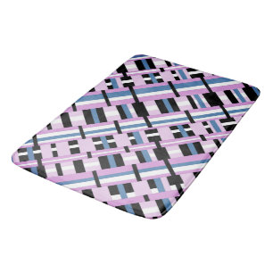 Plaid in Slate Blue, Orchid, Black & White Bath Mat
