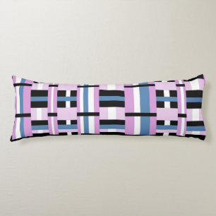 Plaid in Slate Blue, Orchid, Black & White Body Cushion