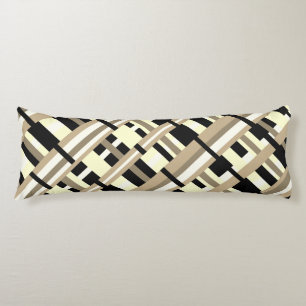 Plaid in Taupe, Tan, Black, White Diagonal  Body Cushion