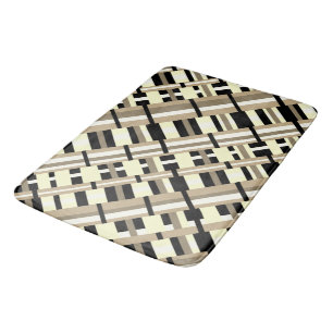 Plaid in Taupe, Tan, Black, White Modern Diagonal Bath Mat