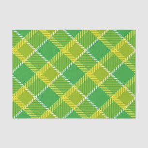 Plaid In Yellow And Green Geometric Pattern Tissue Paper