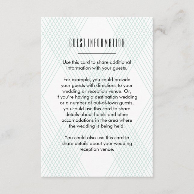 Plaid-ish Guest Information Insert Card (Front)