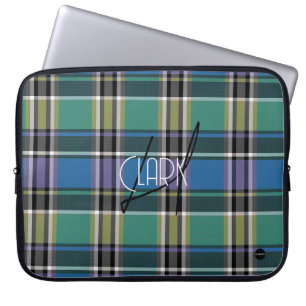 Plaid Laptop Cover with Blue HAMbyWG