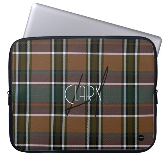 Plaid Laptop Cover with Brown HAMbyWG (Front)