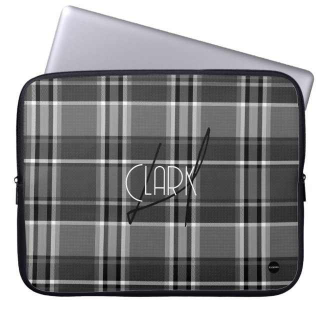 Plaid Laptop Cover with Grey HAMbyWG (Front)