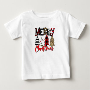 Plaid & Leopard Christmas Trees Baby T-Shirt