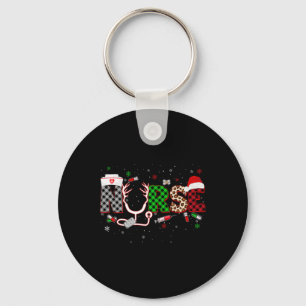 Plaid Leopard Nurse Christmas Xmas Rn Cna Icu Scur Key Ring
