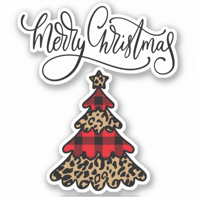 Plaid & Leopard Print Christmas Tree (Front)