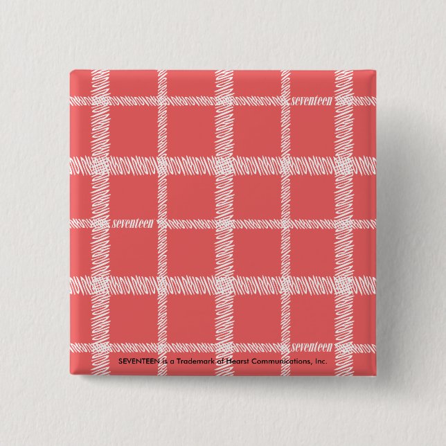 Plaid LtPink 15 Cm Square Badge (Front)