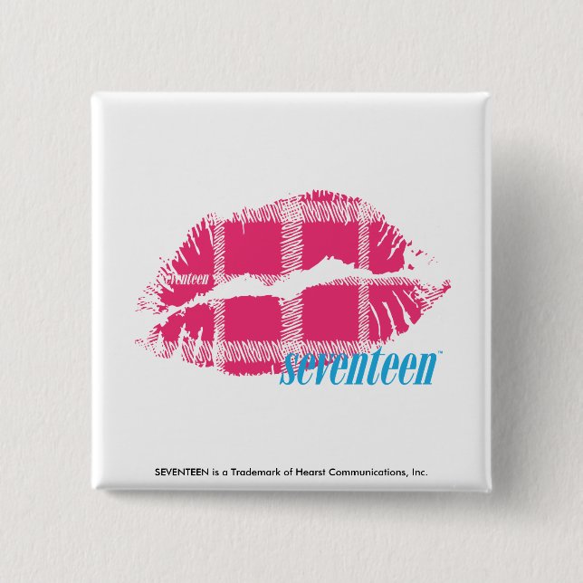 Plaid Magenta 15 Cm Square Badge (Front)