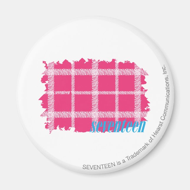 Plaid Magenta 4 Magnet (Front)
