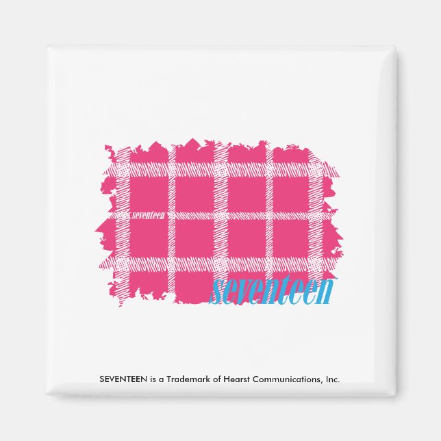 Plaid Magenta 4 Magnet (Front)