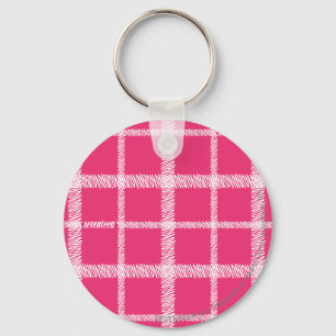 Plaid Magenta Key Ring