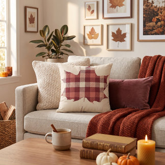 Plaid Maple leaf Cushion