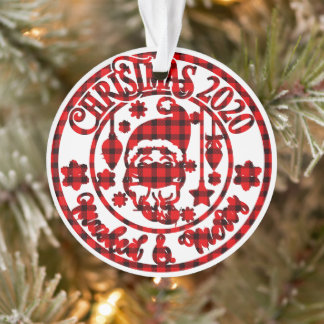 Plaid Masked & Merry Photo Christmas Ornament