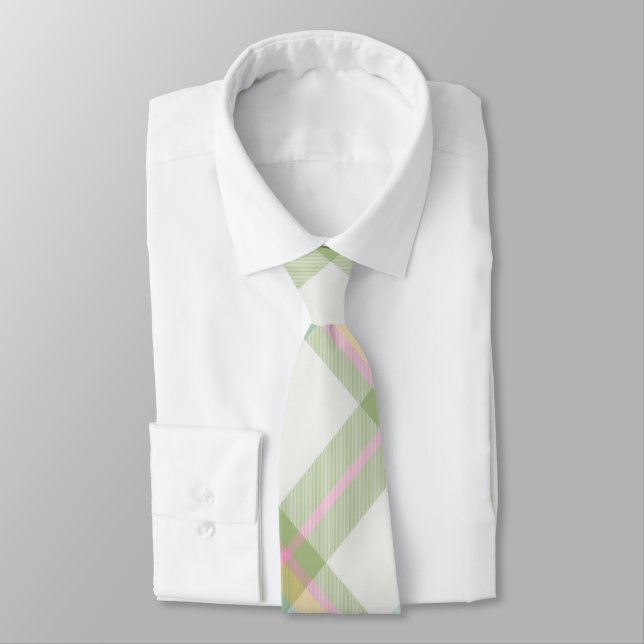 Plaid Men's Tie - Multi Spring Colours {S2D22} (Tied)