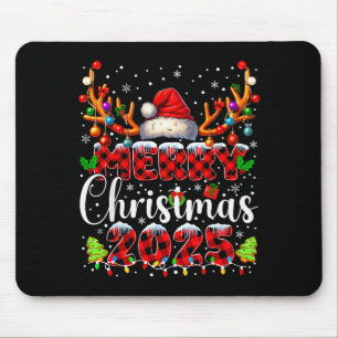 Plaid Merry Christmas 2025 Xmas Family Matching Pa Mouse Pad