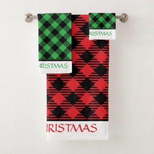 Plaid Merry Christmas Bath Towel Set