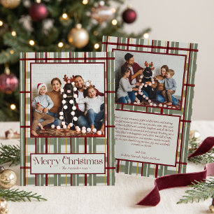 Plaid Merry Christmas Family Photo Holiday Card