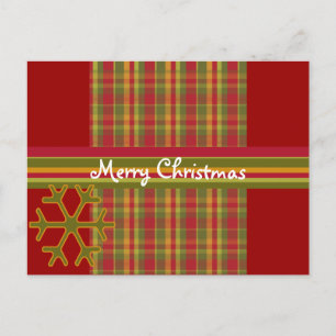 Plaid Merry Christmas Postcard