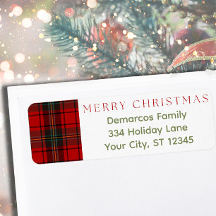Plaid Merry Christmas Return Address Label