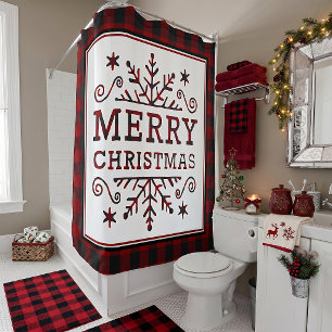 Plaid Merry Christmas Shower Curtain