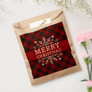 Plaid Merry Christmas snowflake  Favour Bags
