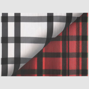 Plaid Modern Abstract Red Black Plaid Collection Tissue Paper