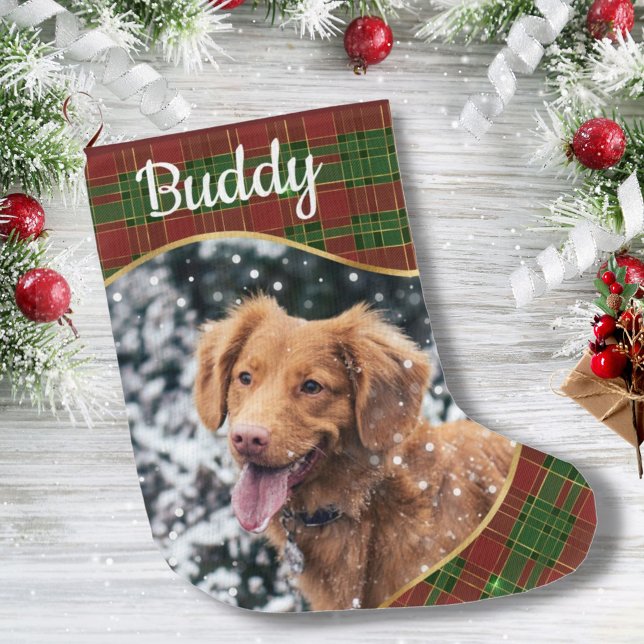 Plaid Modern Personalised Pet Christmas Stocking (Creator Uploaded)