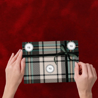 Plaid Monogram Classic Christmas Wrapping Paper